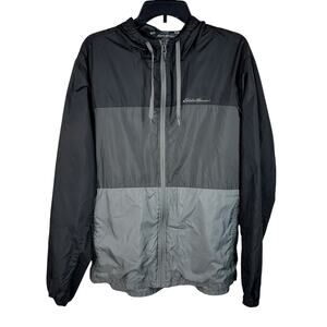Eddie Bauer Large Mens Windbreaker Jacket Lightweight Full-Zip Pockets Hooded
